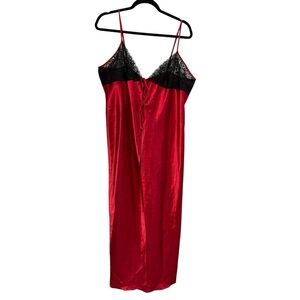 Vintage Fredrick’s Of Hollywood Lingerie Slip Plus Size 2XL Open Front Red Satin